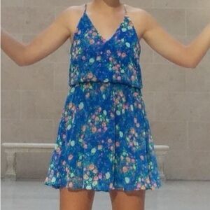 Blue Floral Spaghetti Strap Sundress | Flowy Layered Summer Dress